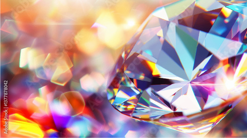 Glowing Crystal Vector Illustration with Sparkling Light Effects, Mystical and Abstract Design