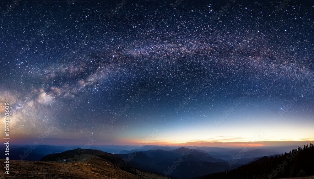 panorama with many stars in sky panorama with many stars in sky
