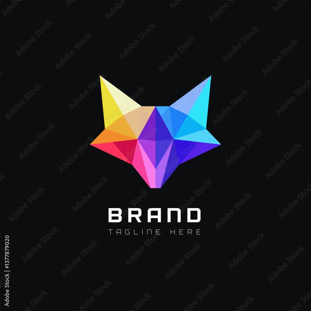 Geometric Colorful Fox Logo Design Geometric Colorful Fox Logo Design