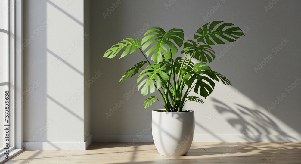 Obraz premium 窓辺に輝く緑 爽やかで美しい観葉植物