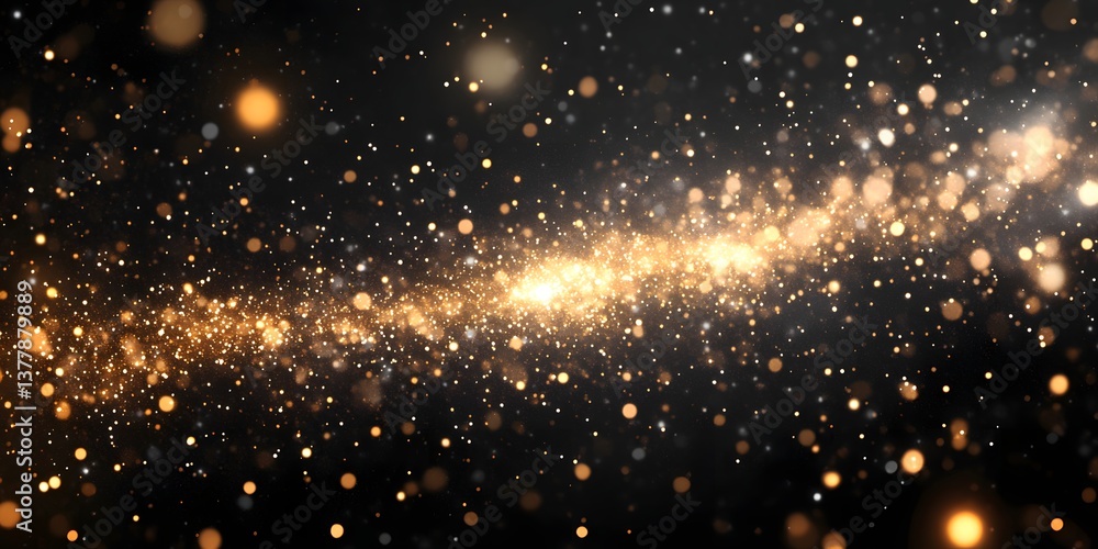 Fototapeta premium A dazzling array of golden bokeh lights scattered across a dark background creating a magical effect