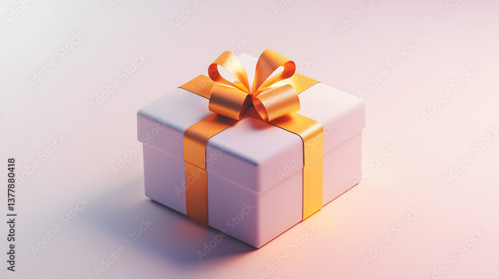 A Gift Box with Golden Bow A Gift Box with Golden Bow