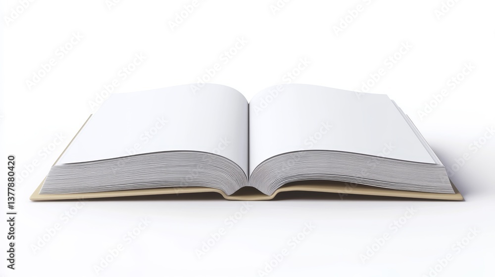 Realistic 3D softcover book positioned upright on a pure white backdrop with a smooth blank cover Realistic 3D softcover book positioned upright on a pure white backdrop with a smooth blank cover
