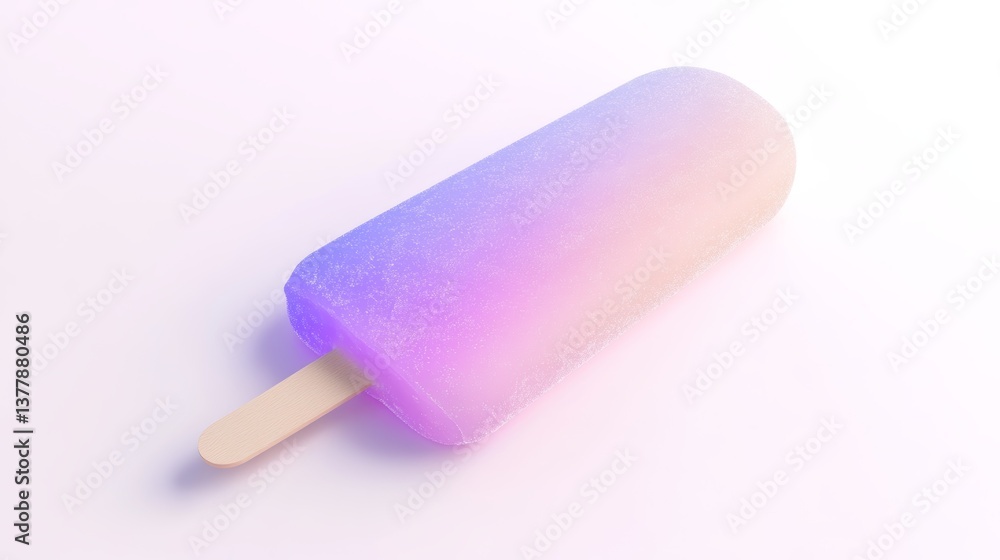 Realistic gradient popsicle showcasing a smooth frosty surface on pure white backdrop Realistic gradient popsicle showcasing a smooth frosty surface on pure white backdrop