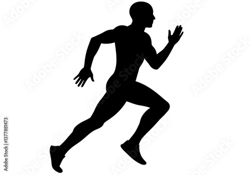 Dynamic Running Man Silhouette Vector for Fitness Exercise
