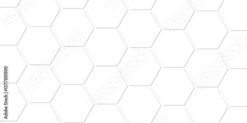 abstract background with hexagons, Futuristic honeycomb mosaic white background. Realistic geometric mesh cells texture. Abstract white vector wallpaper with hexagon
