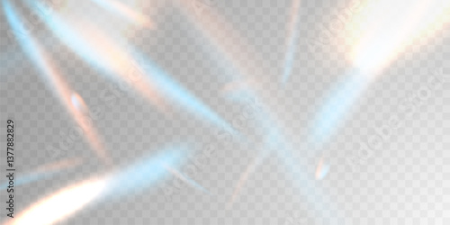 Light effect and zigzag ribbon falling from above on a beam of light, tinsel vector