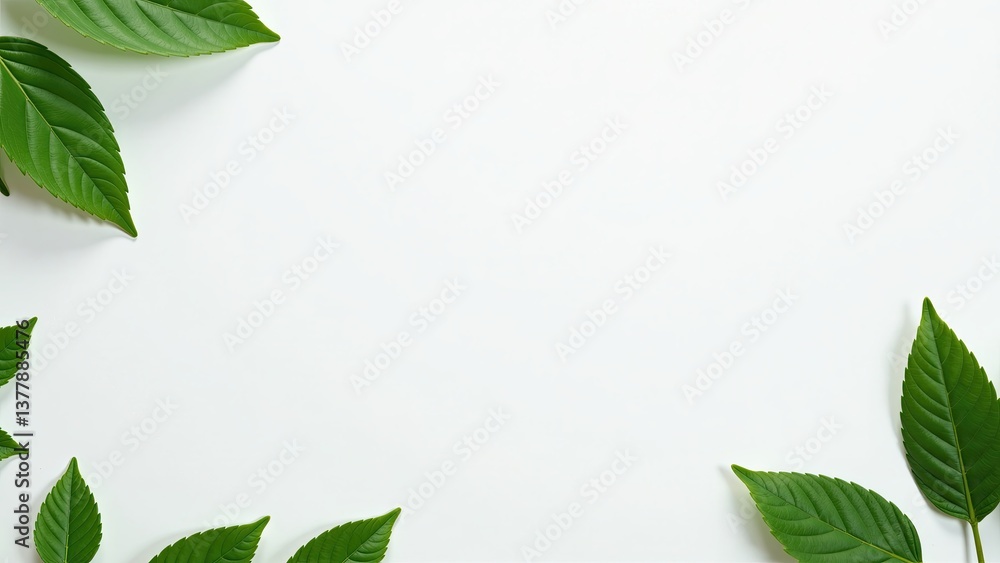 Naklejka premium Green leaves pop against a clean white background in natural beauty