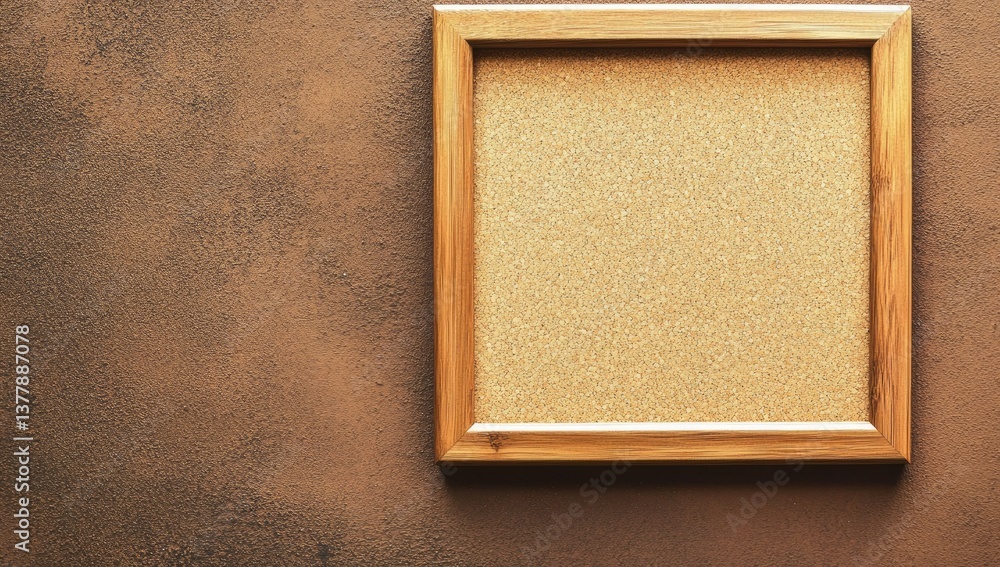 Fototapeta premium A clean. empty corkboard framed in light wood. positioned against a neutral wall. providing a versatile space for notes. reminders. or creative displays in an office or home setting