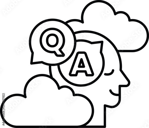 head with a A on it The head is surrounded by clouds