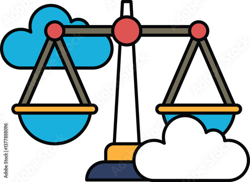 A scale with a cloud in the background