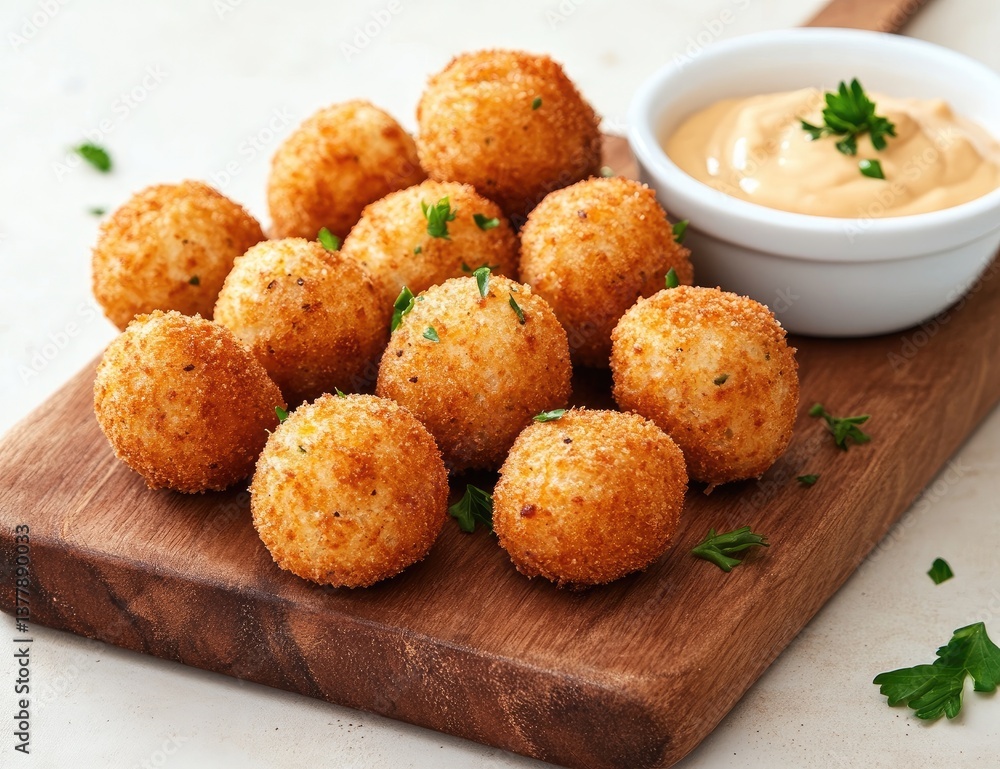 Crispy cheese balls with dipping sauce Crispy cheese balls with dipping sauce