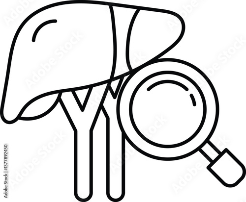 cartoon drawing of a liver with a magnifying glass over it