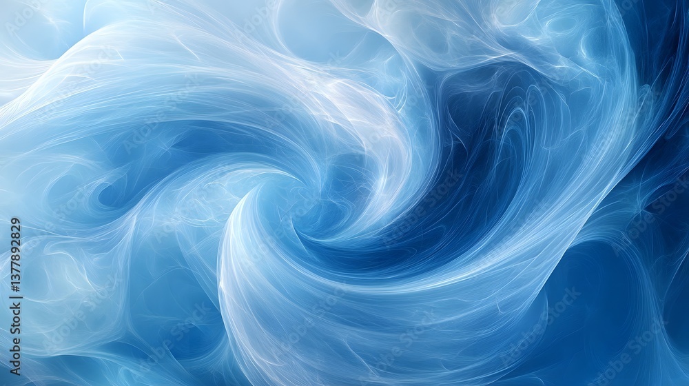 Fototapeta premium Abstract blue and white swirl pattern with wispy lines creating a dynamic and fluid composition
