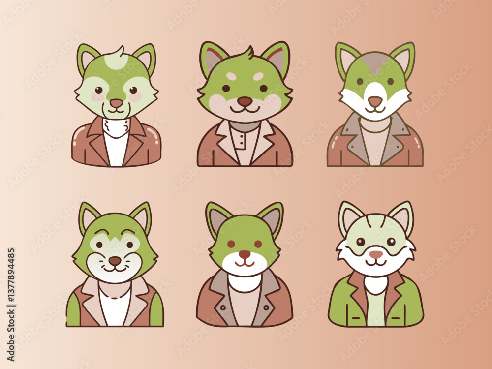 Obraz premium Cute Animal Characters in Jackets