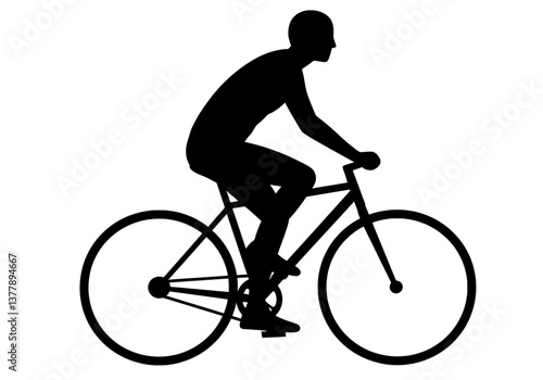 Person Riding Bicycle Silhouette Vector for Exercise