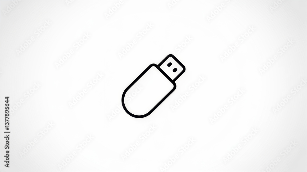 USB Flash Drive – Black and White Line Art Vector of a Classic Data Storage Device for Digital and Office Use USB Flash Drive – Black and White Line Art Vector of a Classic Data Storage Device for Digital and Office Use