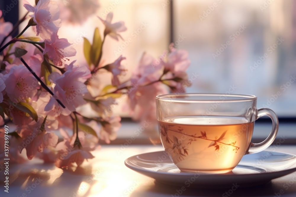Tea flower blossom saucer drink. Tea flower blossom saucer drink.