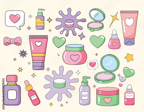 Collection of Cute Pastel Cosmetics