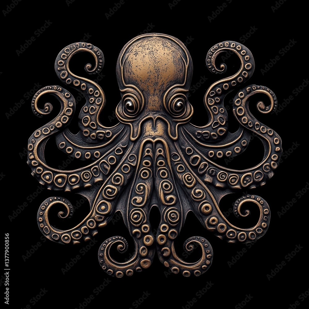 Octopus with a detailed textured pattern, emphasizing its unique skin textures and intricate surface details. Octopus with a detailed textured pattern, emphasizing its unique skin textures and intricate surface details.