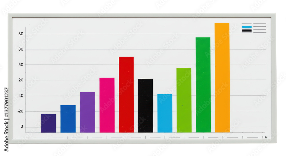 Isolated Colorful Bar Graph on Whiteboard Isolated Colorful Bar Graph on Whiteboard