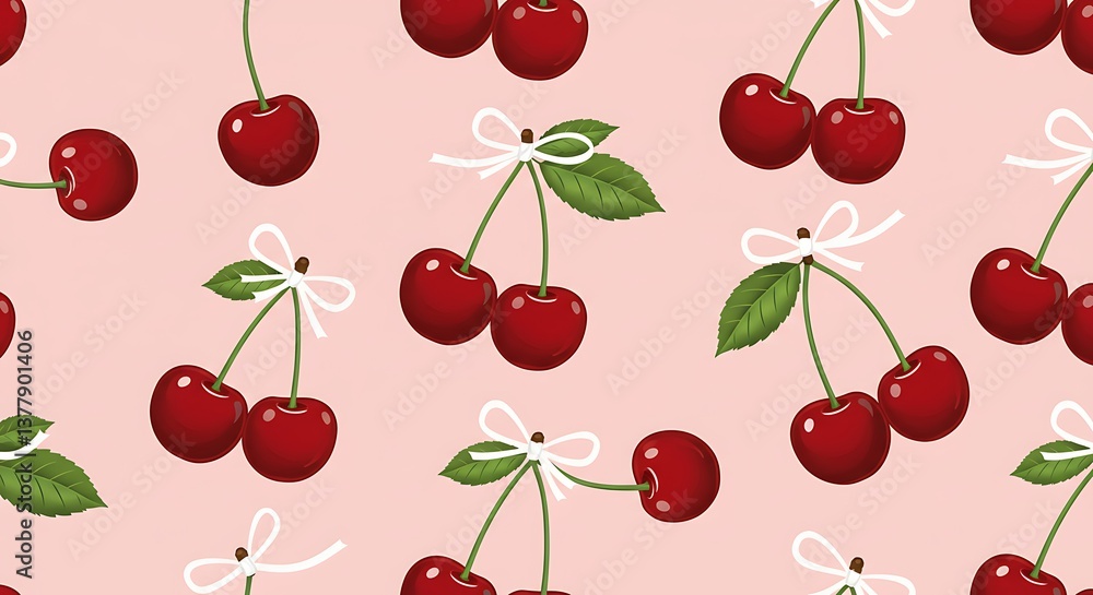 Sweet Cherry Delight Pink Pattern Background AI Generated Sweet Cherry Delight Pink Pattern Background AI Generated