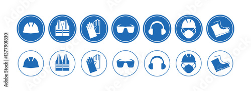 vector illustration of a set of blue and white buttons	