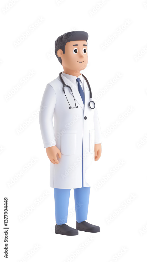 3D Illustration Of A Serious Doctor In White Coat And Stethoscope 3D Illustration Of A Serious Doctor In White Coat And Stethoscope