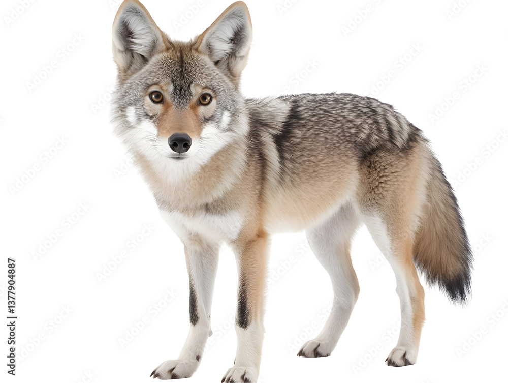 Fototapeta premium Realistic Photo Of Coyote Standing Isolated On Transparent Background