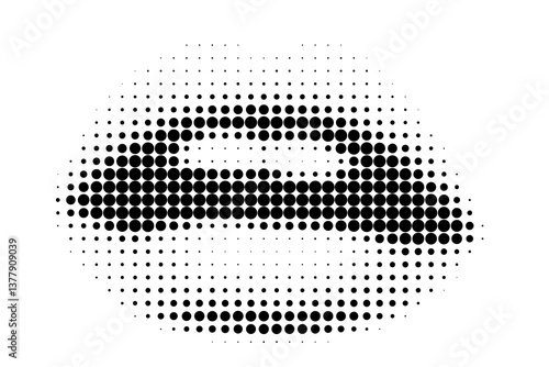 Halftone Style Illustration of Human Lips