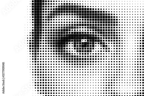 Halftone Close Up of Human Eye
