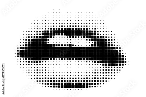 Pixel Halftone Illustration of Female Lips