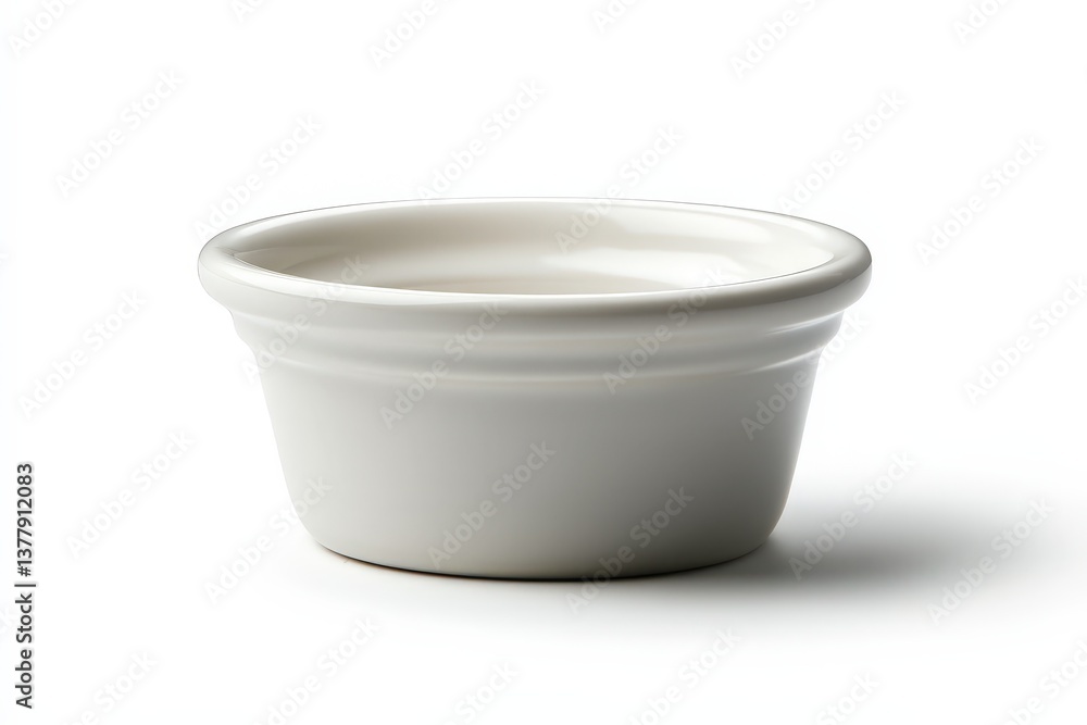 A small white ceramic bowl is centered in a bright composition A small white ceramic bowl is centered in a bright composition