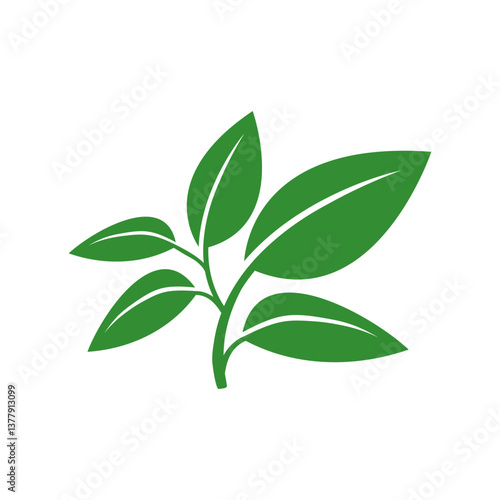 Silhouette green leaves isolated on white background
