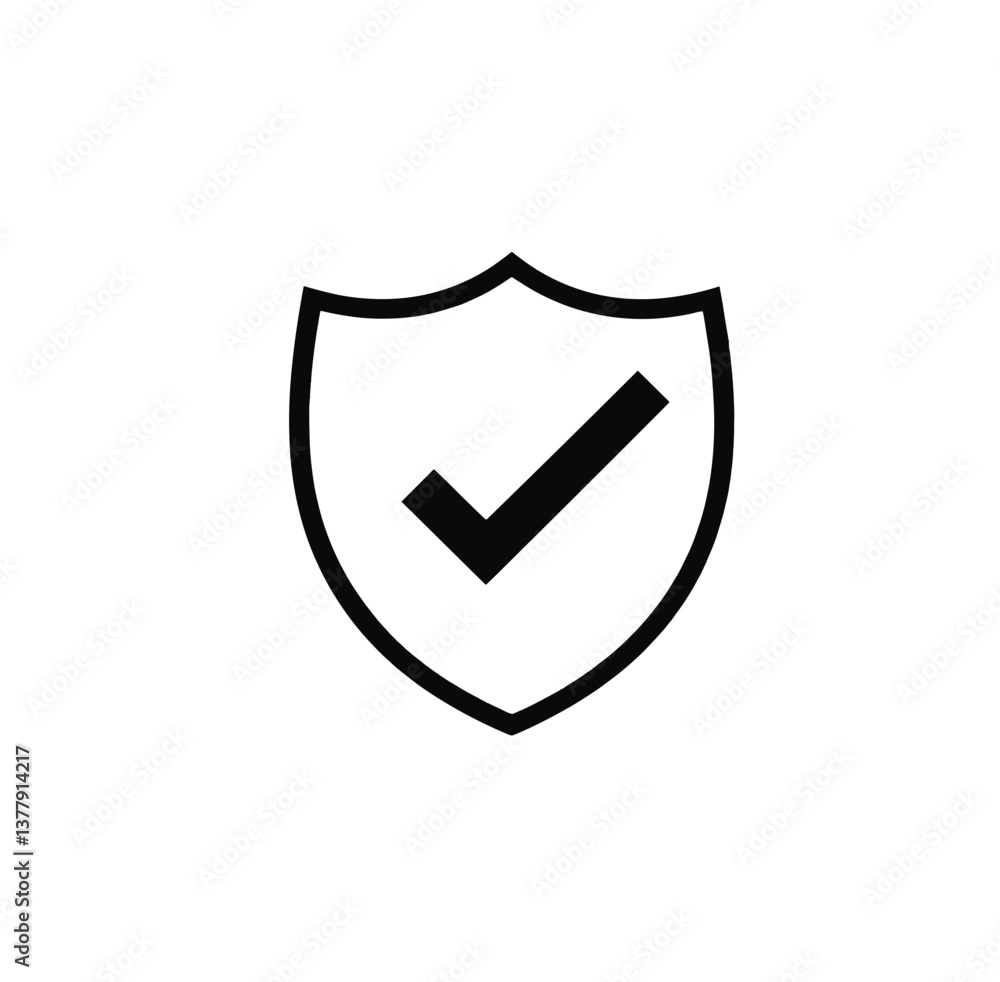 Shield icon with checkmark symbolizing protection and security Shield icon with checkmark symbolizing protection and security