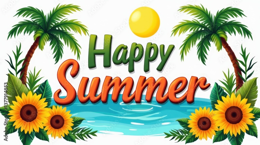 Obraz premium the essence of summer joy, perfect for sending warm wishes and celebrating the season