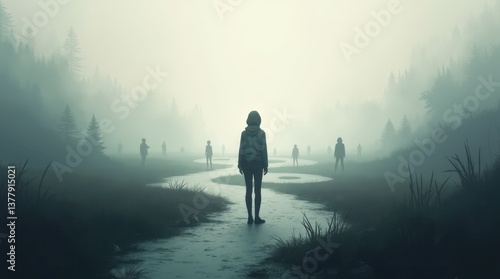 This image represents the uncertainty and choices faced in mental health journeys, evoking a sense of contemplation and decision-making