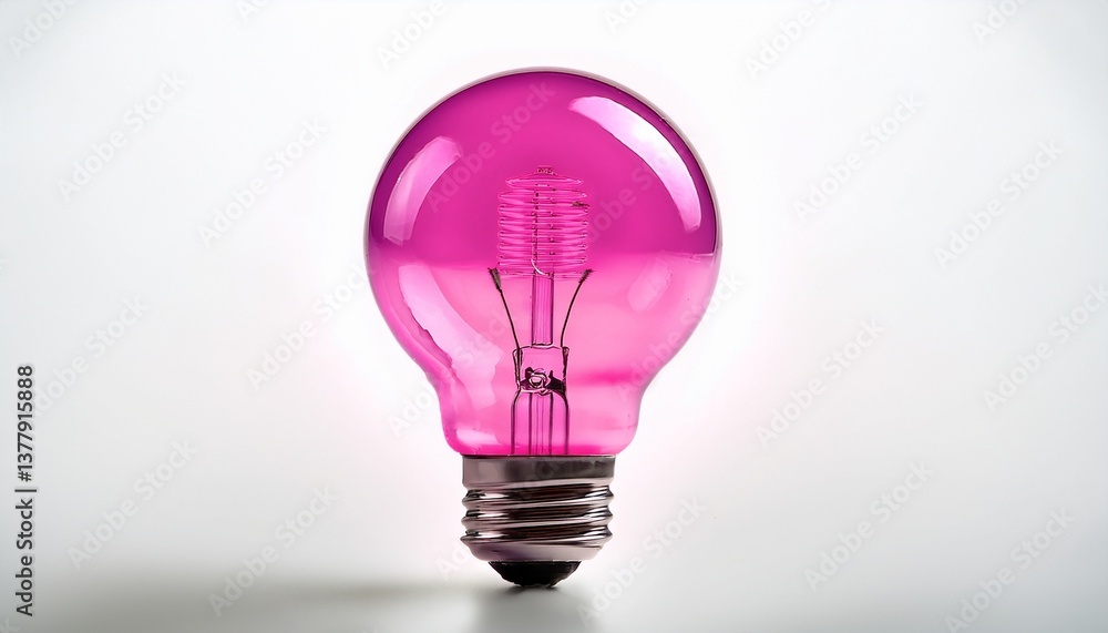 pink light bulb isolated on white background with modern design pink light bulb isolated on white background with modern design