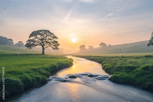 Sunrise River for Misty Valley Landscape.