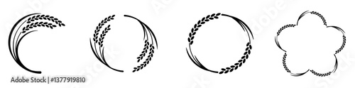 稲・稲穂のイラストフレーム枠3