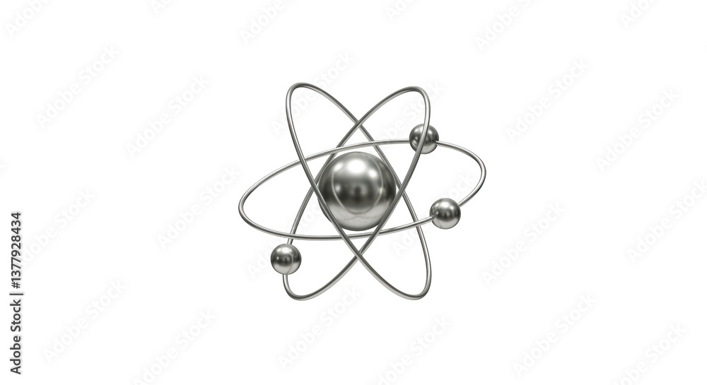 Isolated Shiny Silver Atom Model Isolated Shiny Silver Atom Model