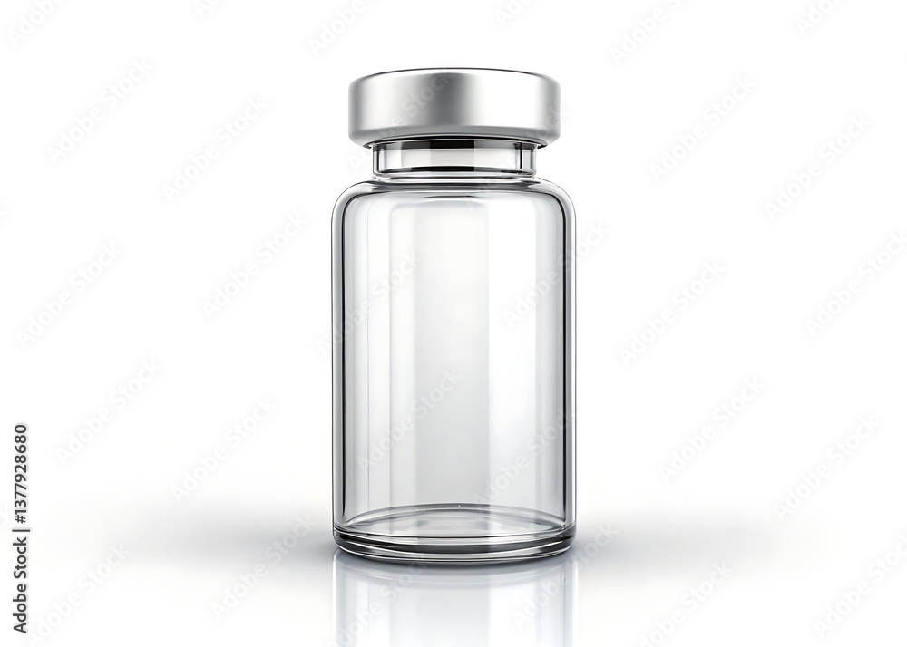 A sterile, empty vial, promising potential and hope, sits ready for its purpose, reflecting clean, bright light on a pristine white surface. A sterile, empty vial, promising potential and hope, sits ready for its purpose, reflecting clean, bright light on a pristine white surface.