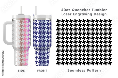 Seamless laser engraving design for 40oz quencher tumbler. Abstract tileable pattern. Full tumbler wrap. Vector illustration.