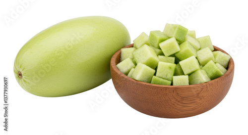Wallpaper Mural Isolated Green Winter Melon with Slices Torontodigital.ca