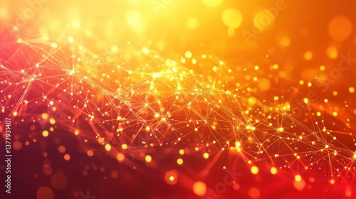 Abstract golden and red network connection.