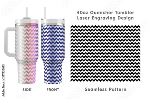 Seamless laser engraving design for 40oz quencher tumbler. Abstract tileable pattern. Full tumbler wrap. Vector illustration.