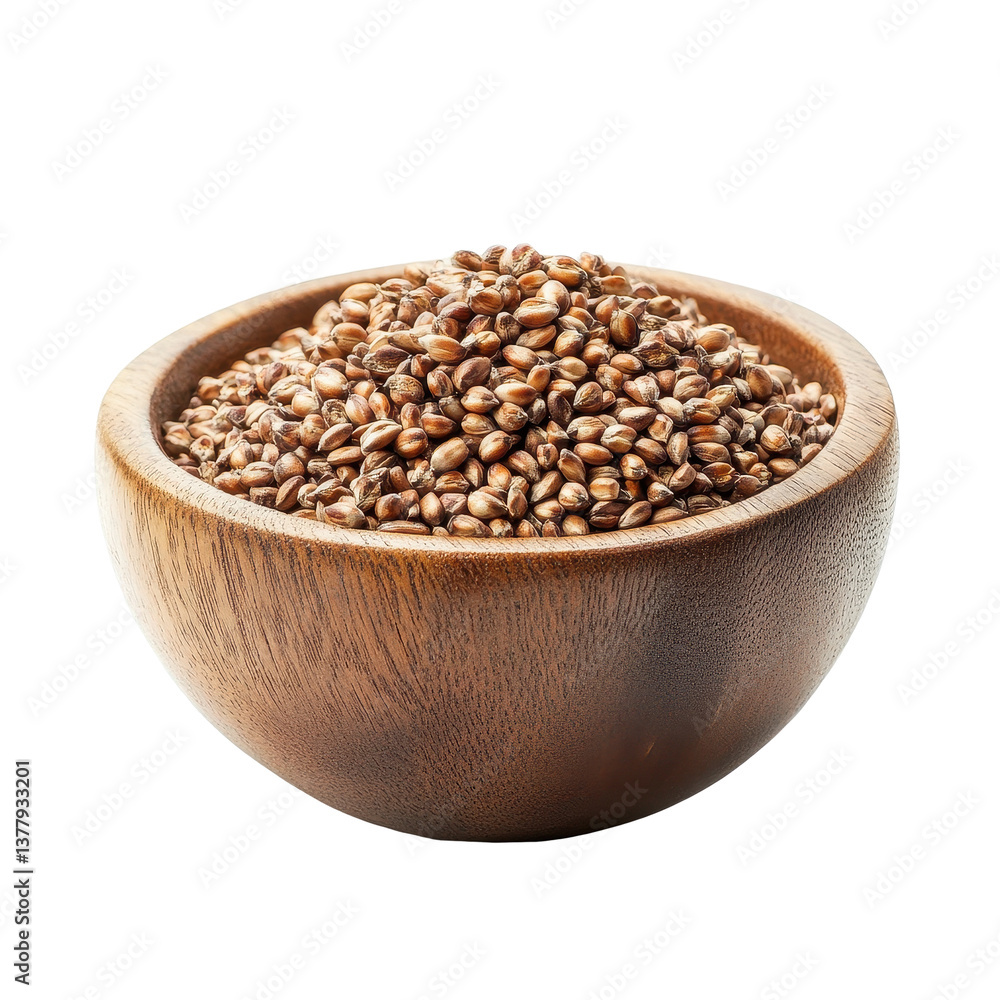 Buckwheat grains in a wooden bowl on a white background showcasing health benefits and culinary uses, Buckwheat in wood bowl on white background Buckwheat grains in a wooden bowl on a white background showcasing health benefits and culinary uses, Buckwheat in wood bowl on white background