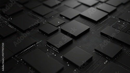 Fototapeta Naklejka Na Ścianę i Meble -  Abstract circuit board with numerous square chips