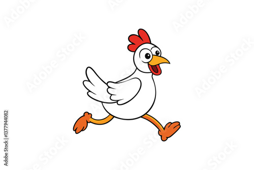 Cute cartoon hen is running