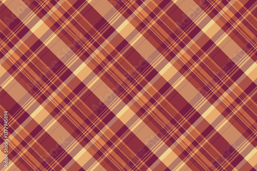Subtle texture fabric tartan, customized textile vector pattern. No people background seamless plaid check in red and orange colors.